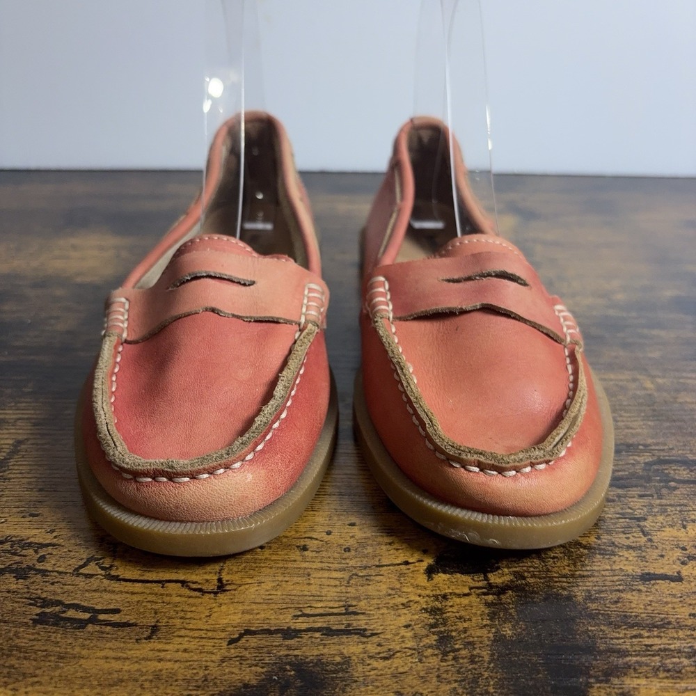 Bed Stu Penny Loafers Womens Sz 7 Coral Pink Leather Distressed Classic - Picture 4 of 13